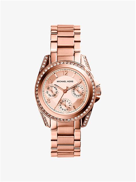 michael kors mini blair rose gold|blair mini pave rose gold tone.